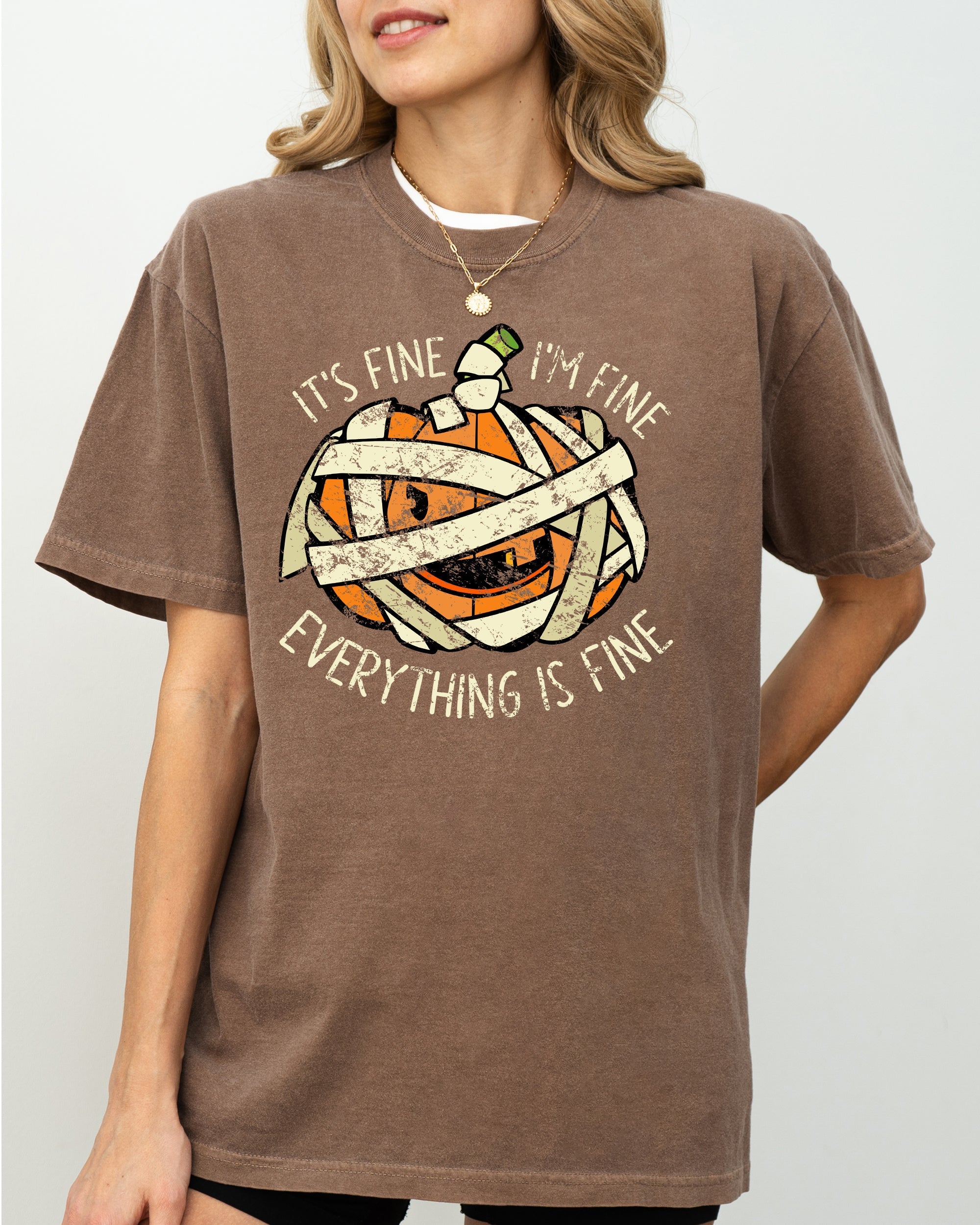 It's Fine, I'm Fine, Everything Is Fine Pumpkin Halloween Jack-O-Lantern Spooky Fall Autumn Comfort Colors Tee