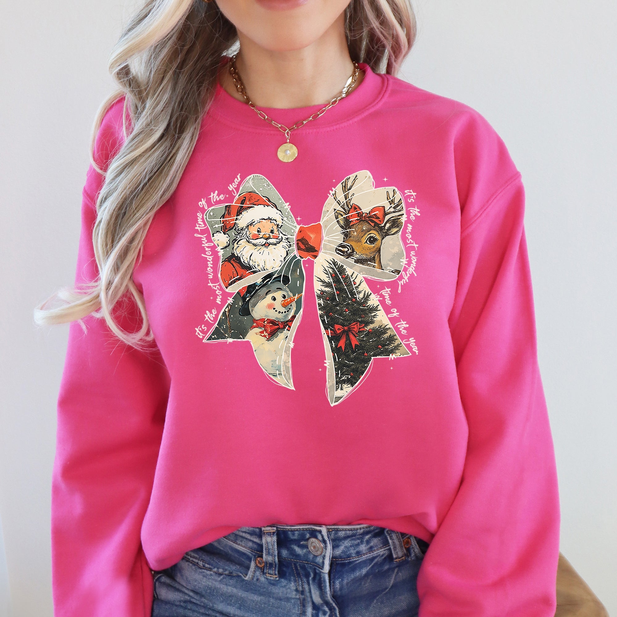 It's The Most Wonderful Time Of The Year Santa Snowman Reindeer Christmas Sweatshirt