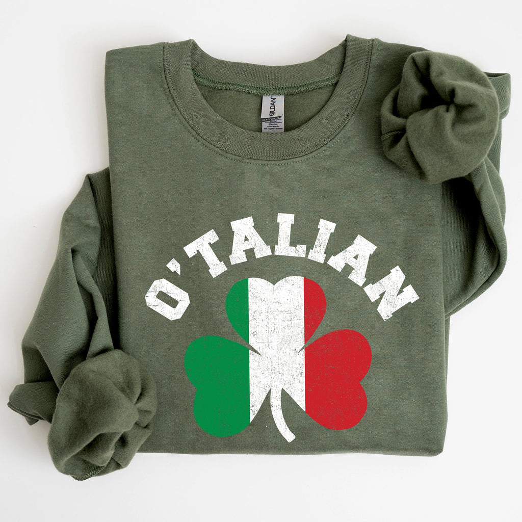 Italian Shamrock Flag St Patrick's Day Pride Edition Graphic Design Premium Sweatshirt