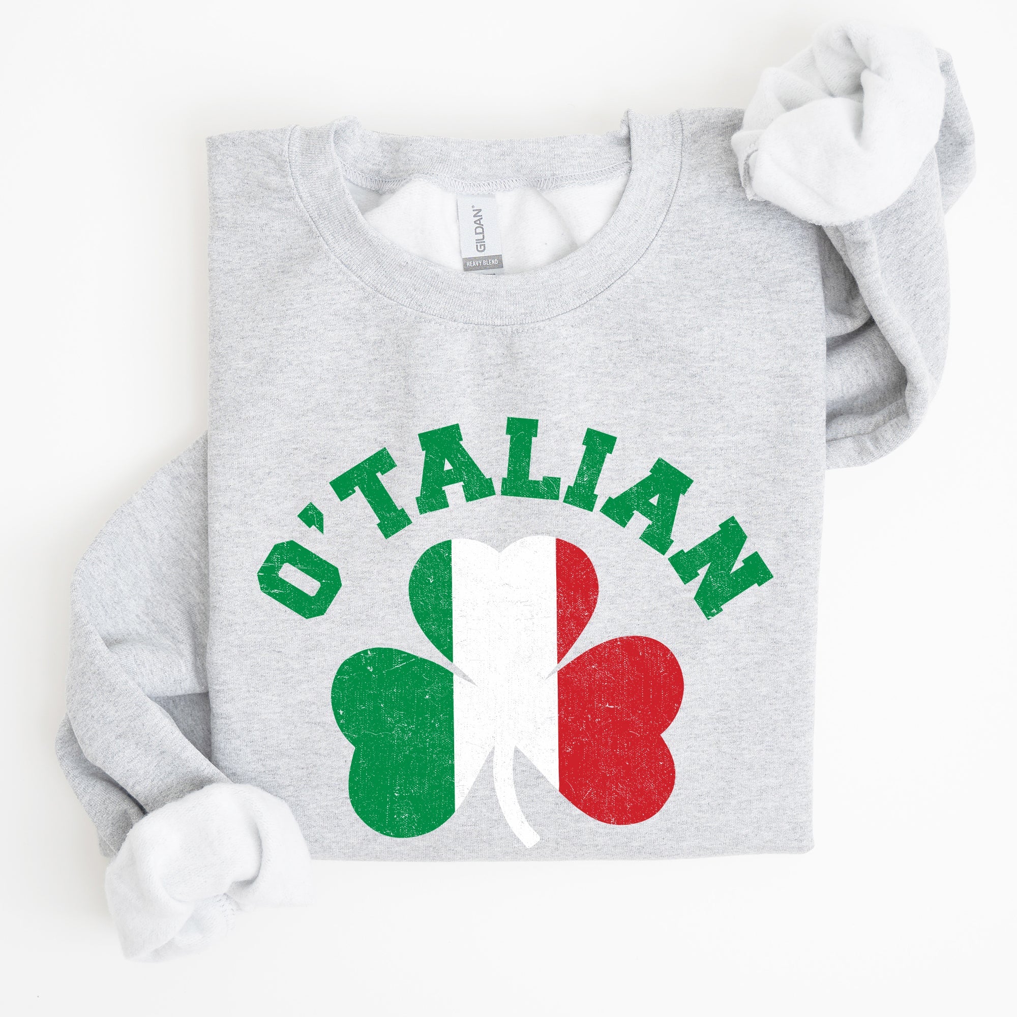 Italian Shamrock Flag St Patrick's Day Pride Edition Graphic Design Premium Sweatshirt