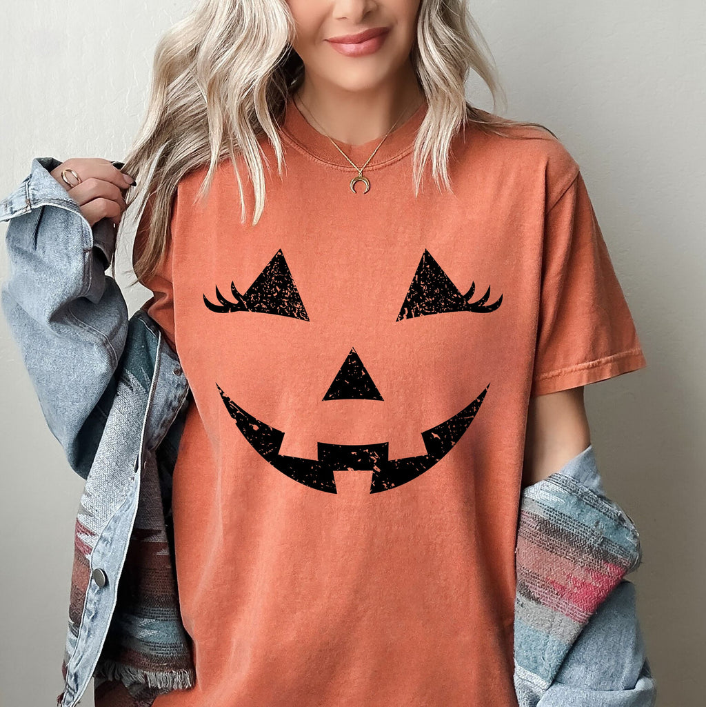 Jack-O-Lantern Girl Pumpkin Witch Halloween Spooky Trick Or Treat Costume Graphic Comfort Colors Tee