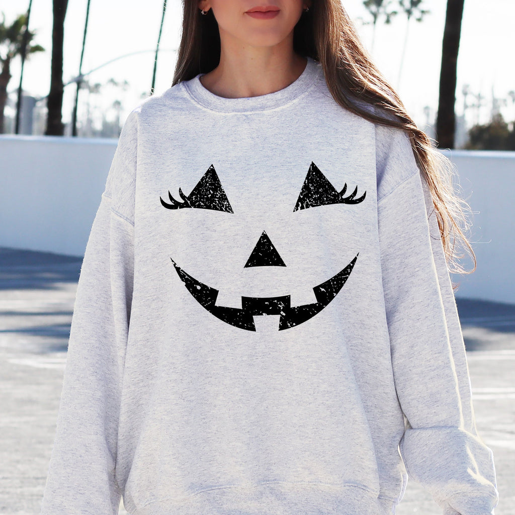 Jack-O-Lantern Girl Pumpkin Halloween Spooky Cute Trick Or Treat Witch Sweatshirt