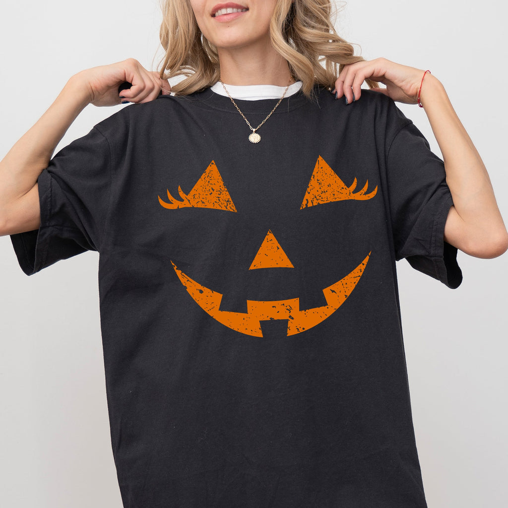 Jack-O-Lantern Girl Pumpkin Witch Halloween Spooky Trick Or Treat Costume Graphic Comfort Colors Tee