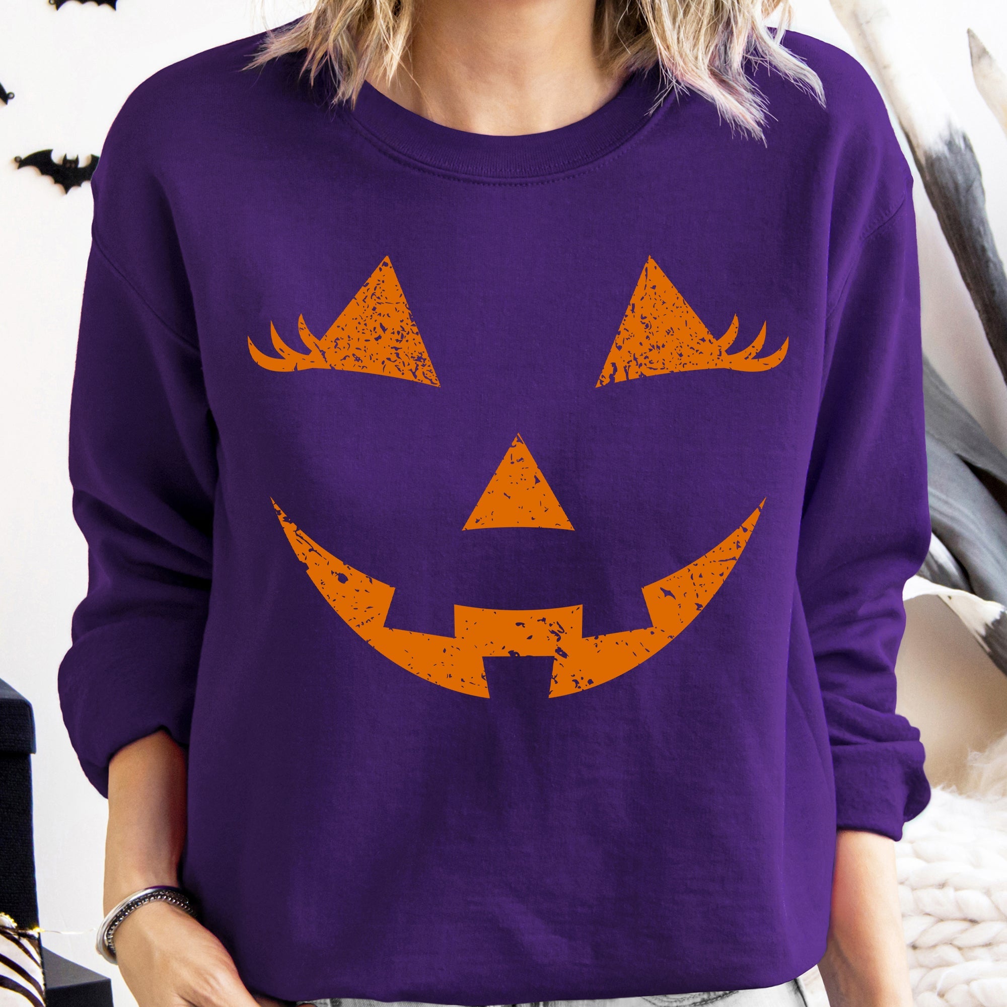 Jack-O-Lantern Girl Pumpkin Halloween Spooky Cute Trick Or Treat Witch Sweatshirt