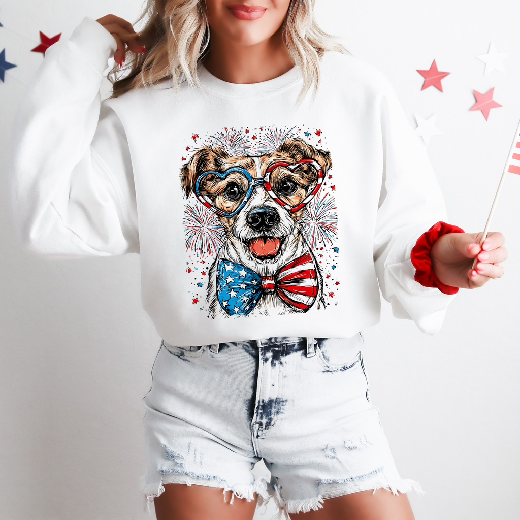 Jack Russell Terrier Patriotic USA Flag Design For Dog Lovers 4th Of July Sweatshirt