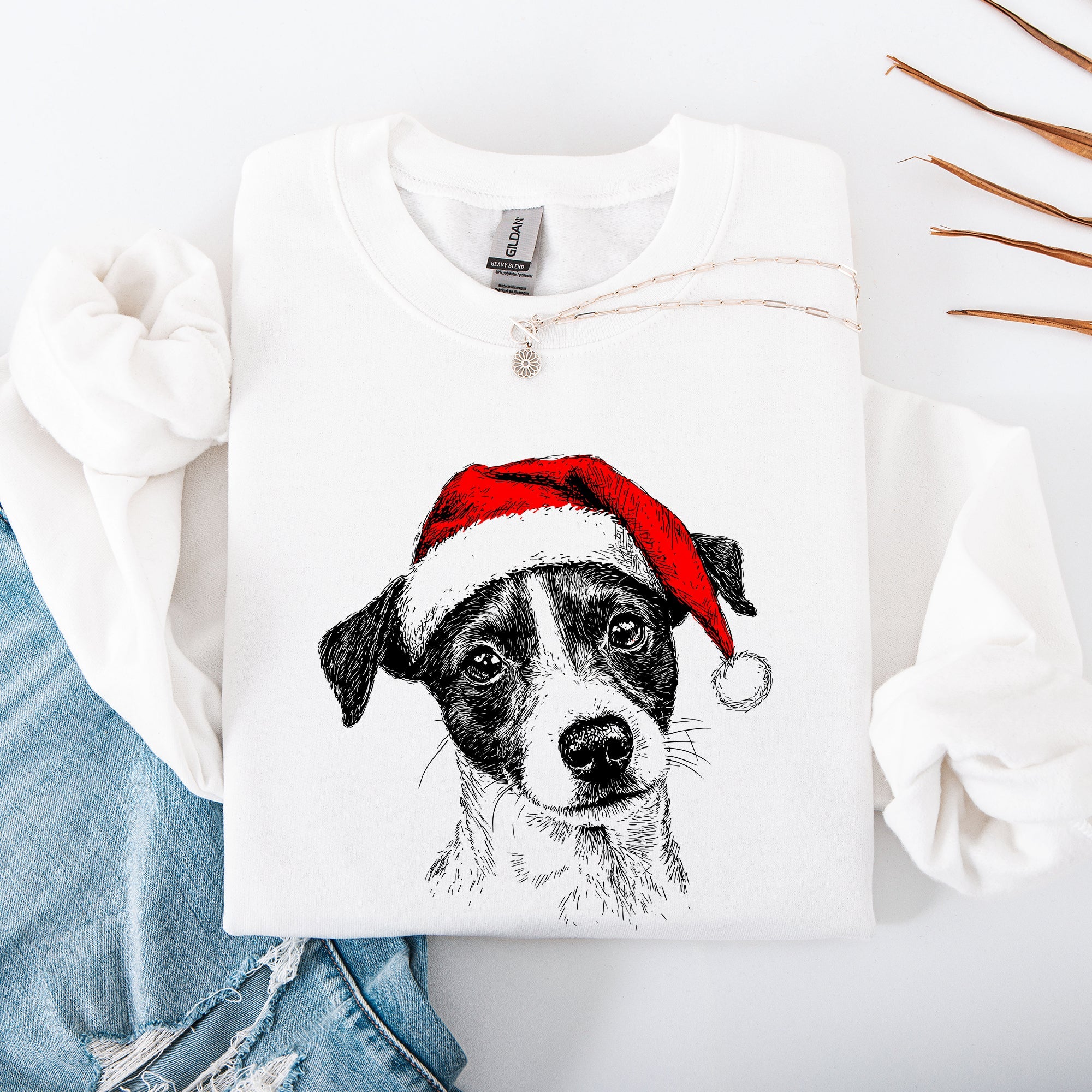 Jack Russell Santa Terrier Christmas Dog Lover Festive Holiday Premium Sweatshirt