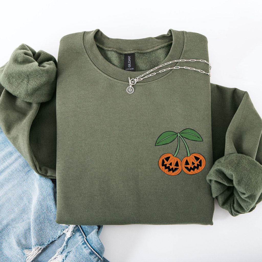 Jack O Lantern Cherry Halloween Vintage Retro Cozy Autumn Night In Graphic Sweatshirt