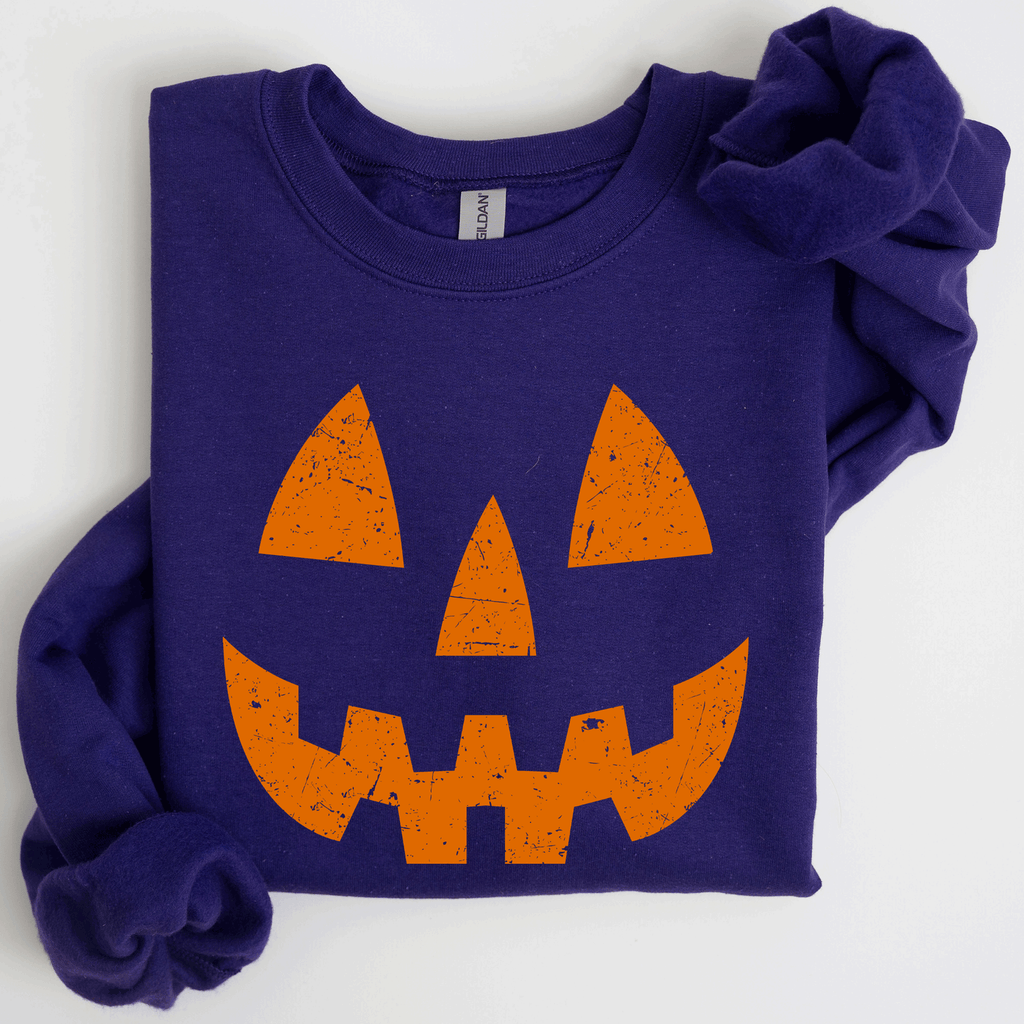 Jack O Lantern Halloween Design Cozy Autumn Festive Night Scene Illustration Style Sweatshirt