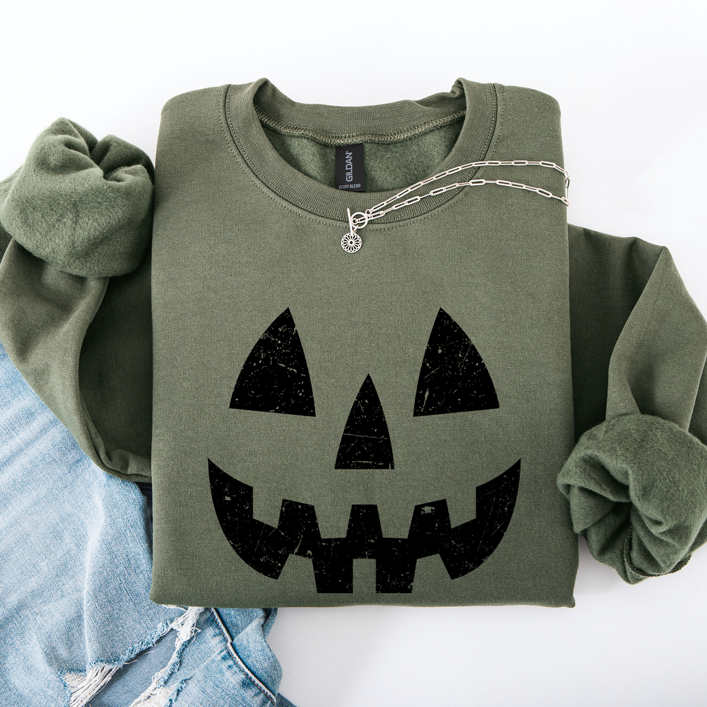 Jack O Lantern Halloween Design Cozy Autumn Festive Night Scene Illustration Style Sweatshirt