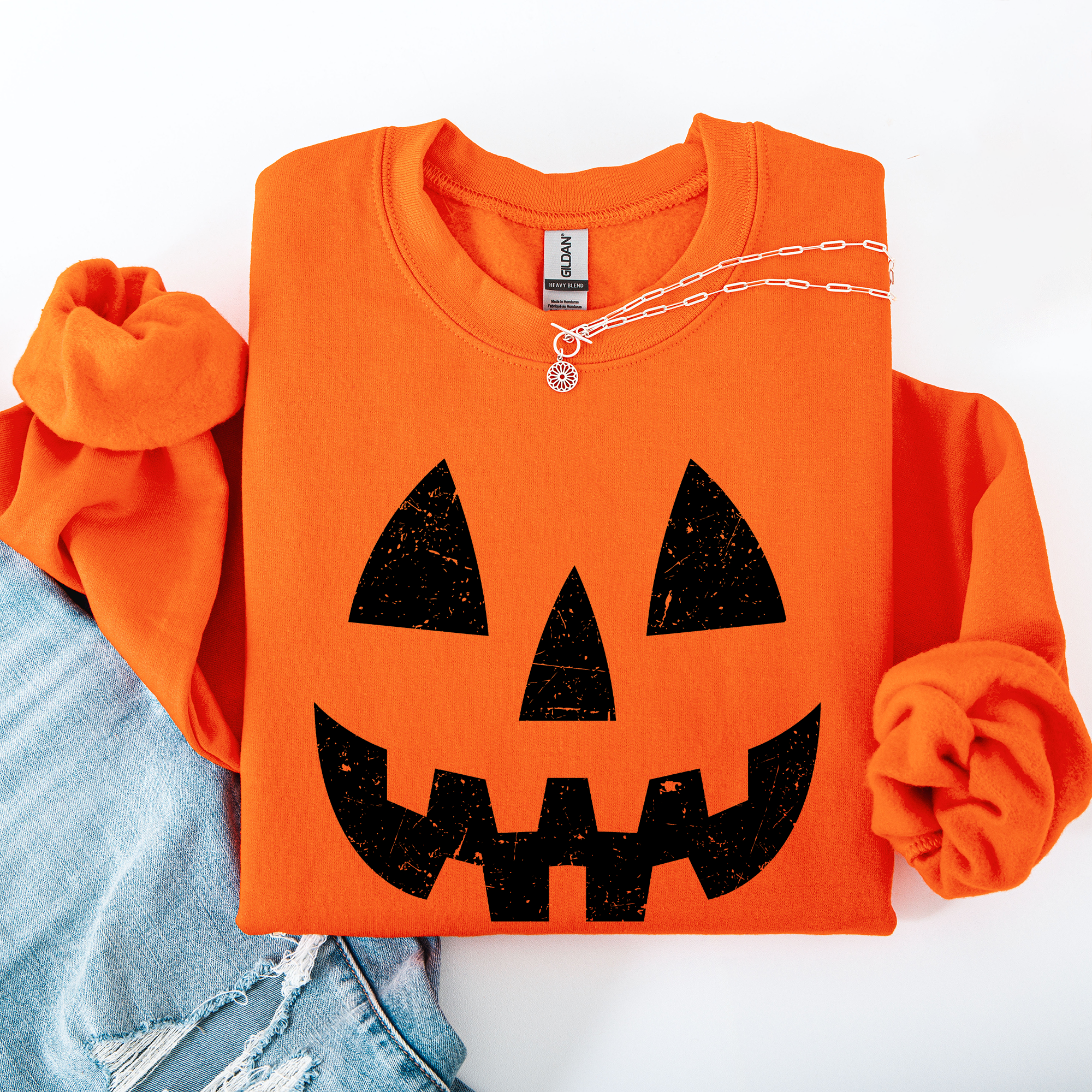 Jack O Lantern Halloween Design Cozy Autumn Festive Night Scene Illustration Style Sweatshirt