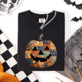 Jack O Lantern Faux Quilt Pumpkin Halloween Fall Autumn Spooky Cozy Comfort Colors Tee