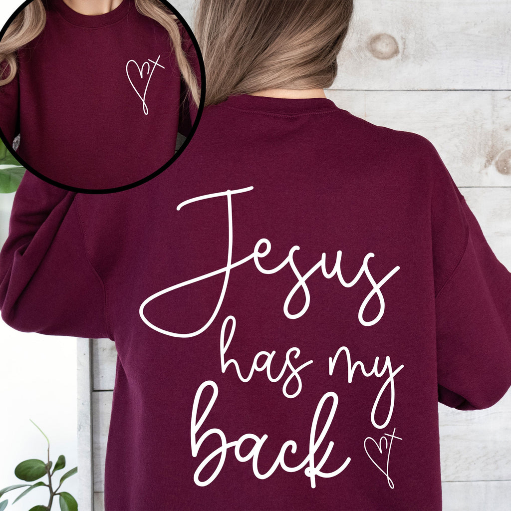 Jesus Has My Back Religious Christian Bible Faith Statement Sweatshirt For Believers