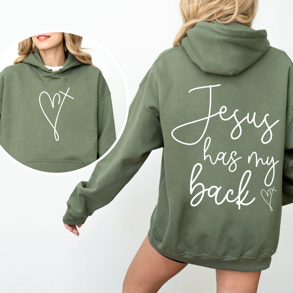 Jesus Has My Back Bible Verse Faith Prayer Encouragement For Christians Strength And Hope Daily Living Hoodie