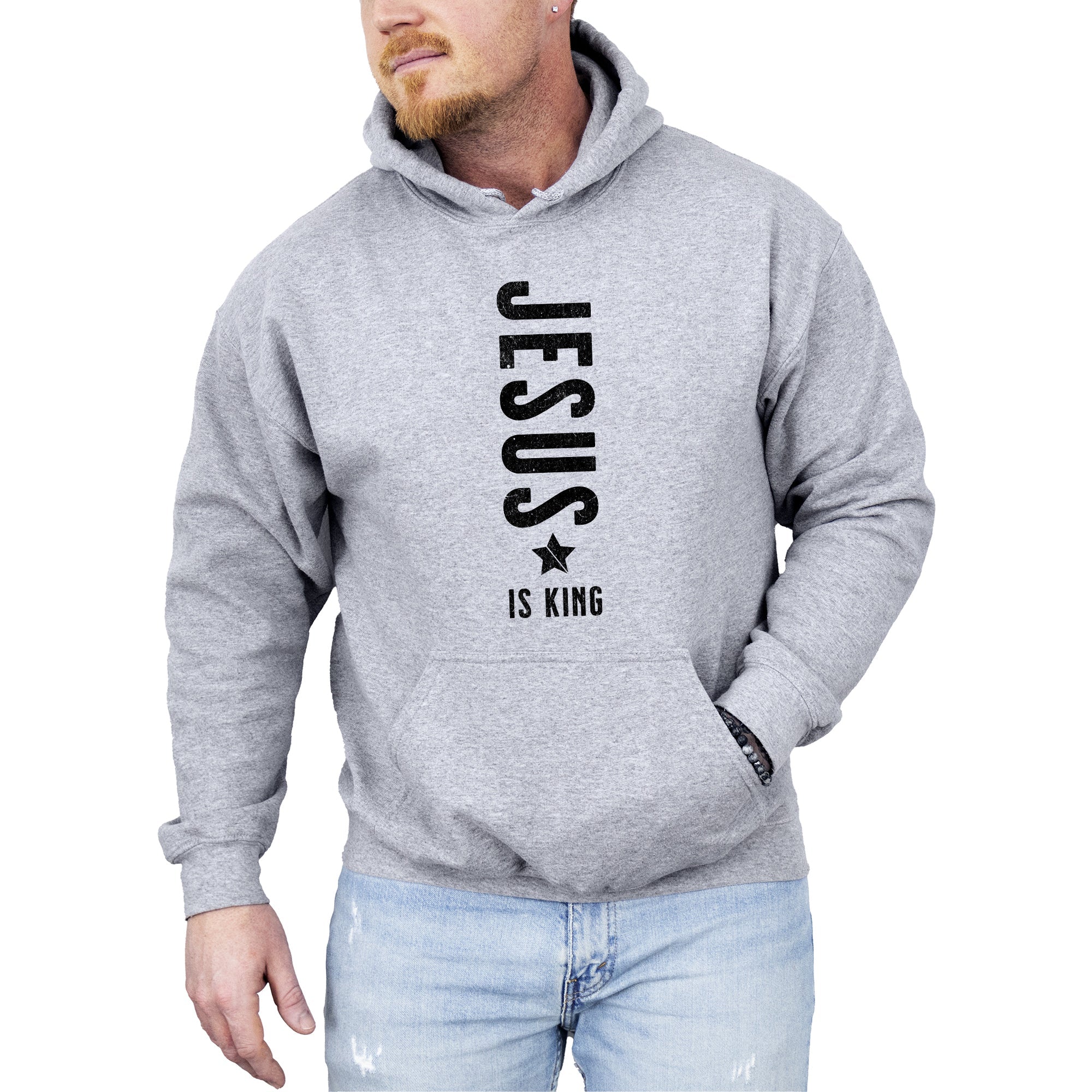 Jesus Is King Religious Gospel Faith Christian Believer For The Faithful Hooded Sweatshirt