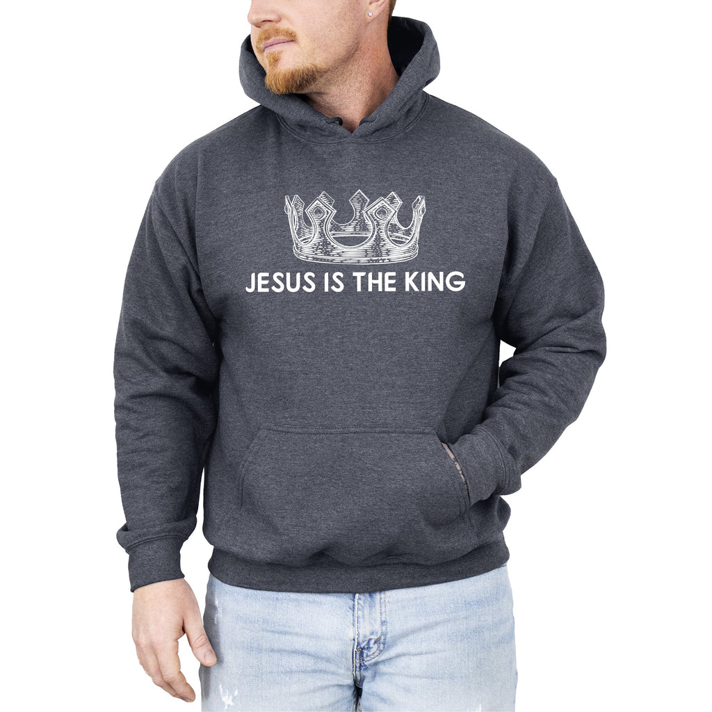 Jesus Is The King Crown Gospel Faith Christian Proclamation Spiritual Religious Praise Message Hoodie