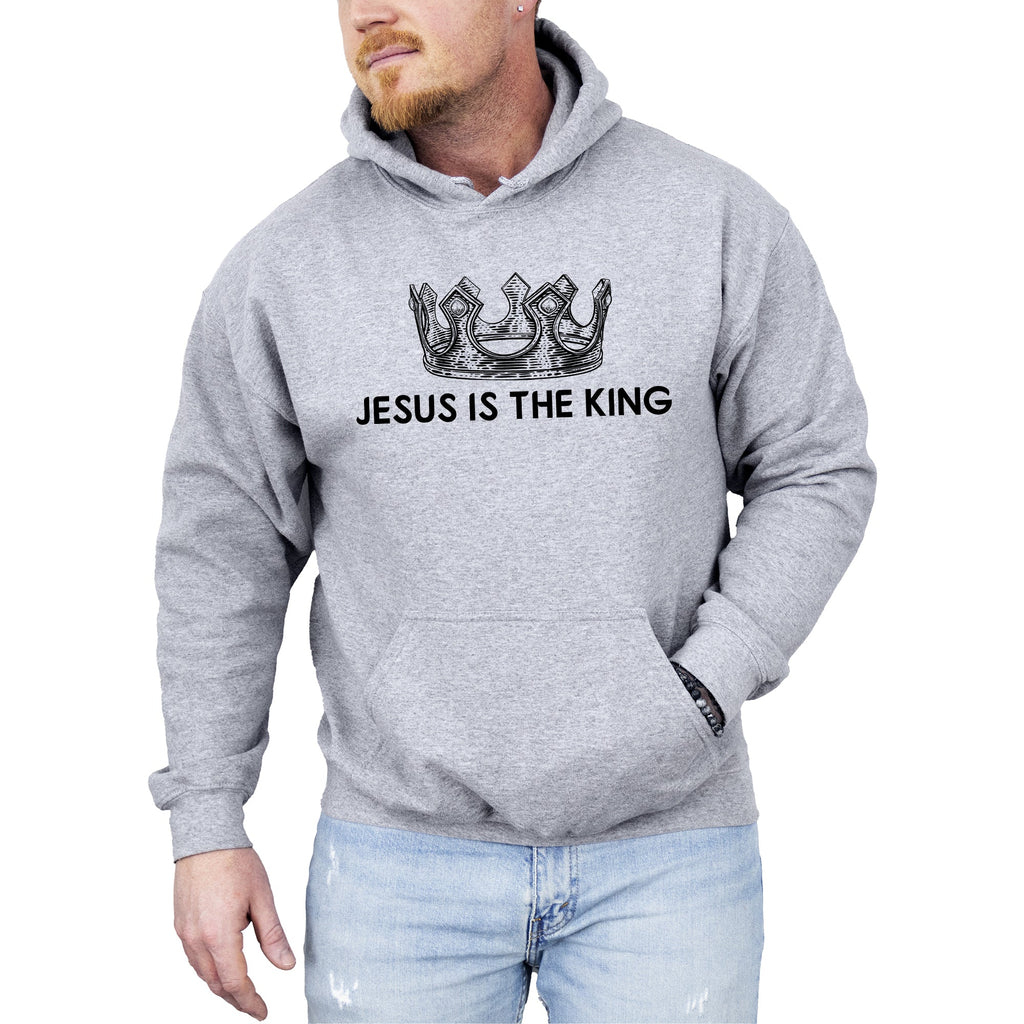 Jesus Is The King Crown Gospel Faith Christian Proclamation Spiritual Religious Praise Message Hoodie