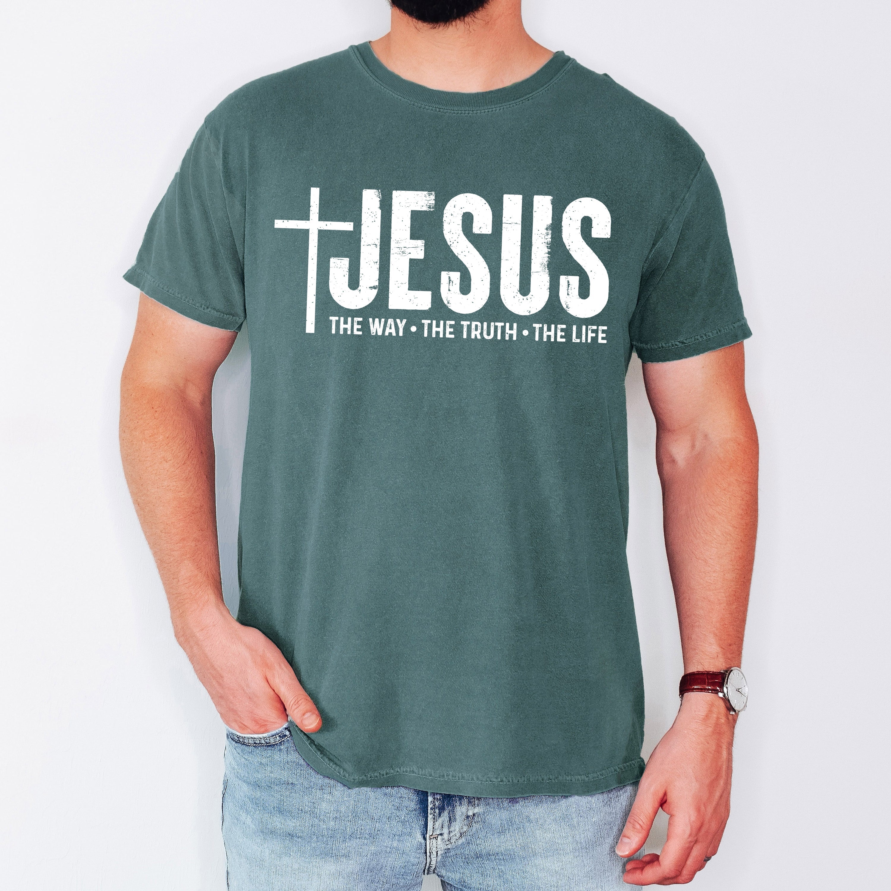 Jesus The Way The Truth The Life Gospel Message For Faith Christian Comfort Colors Tee
