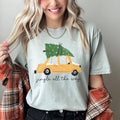 Jingle All The Way Retro Car Christmas Tree Snow Holiday Scene Comfort Colors Tee