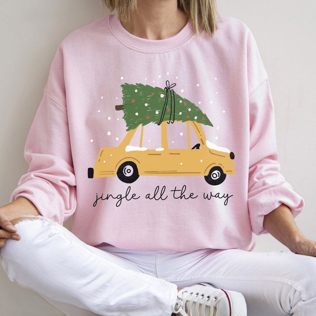 Jingle All The Way Retro Car Christmas Holiday Vintage Auto Lane Graphic Sweatshirt