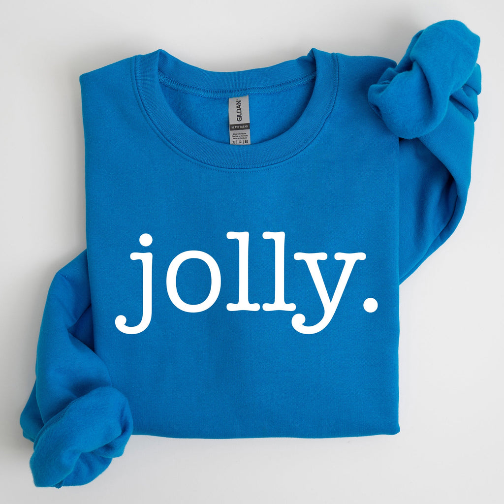 Jolly Classic Minimalist Christmas Winter Snow Santa Festive Cozy Fleece Lined Sweatshirt