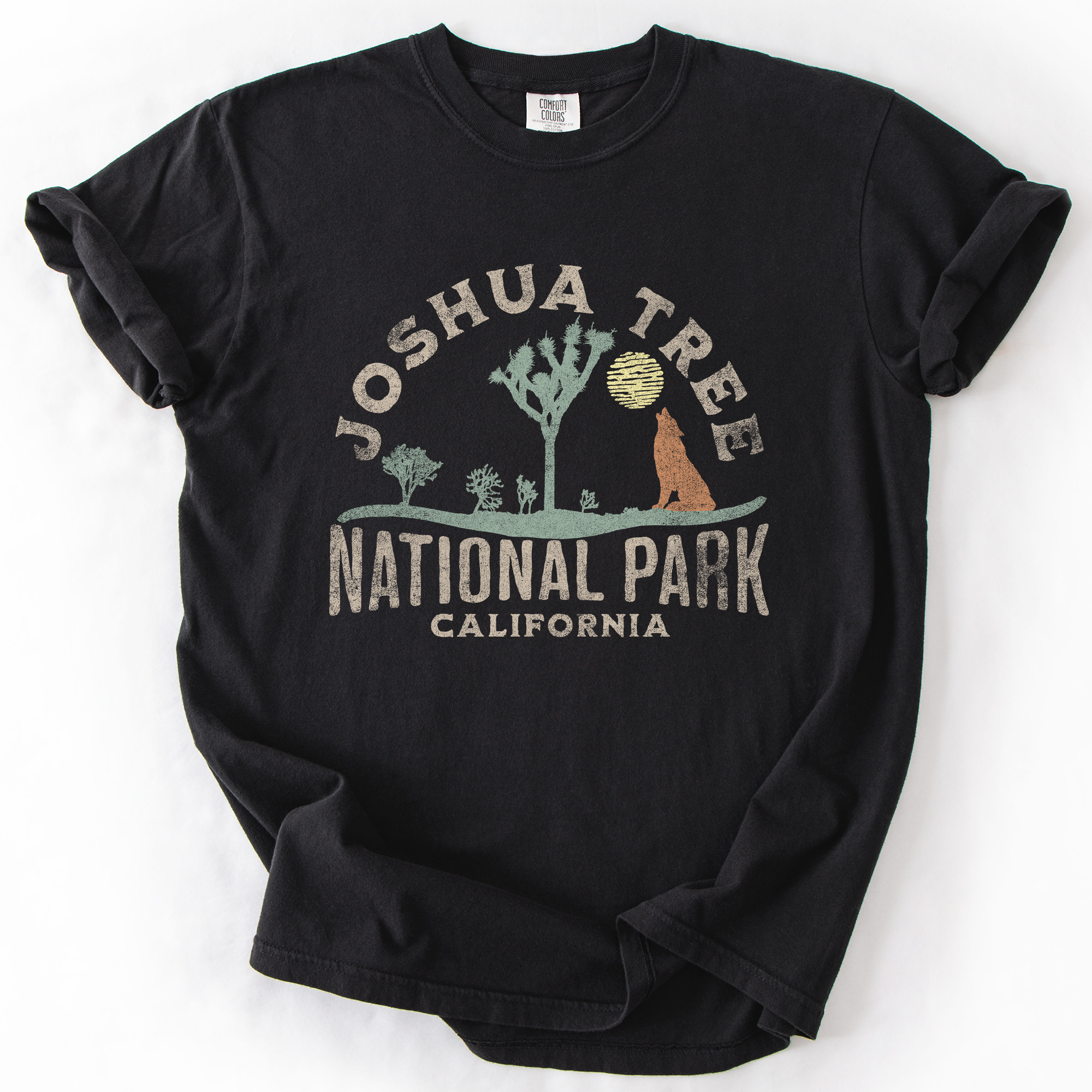 Joshua Tree National Park Desert Vistas Camping And Hiking Adventure Landscape Illustration Comfort Colors Tee