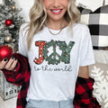 Joy To The World, Peace Wreath, Christmas Edition Classic Holiday Cheer Script Logo Design Artwork Graphic Tee