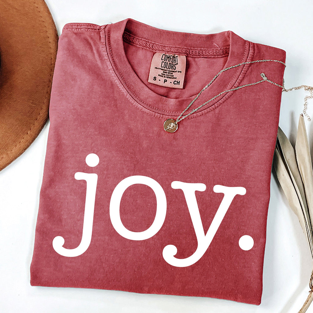 Joy Classic Minimalist Christmas Winter Snow Santa Xmas Holiday Cheer Comfort Colors Tee