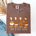 Just A Cozy Goose Autumn Watercolor Bouquet Pumpkin Spice Floral Comfort Colors Tee