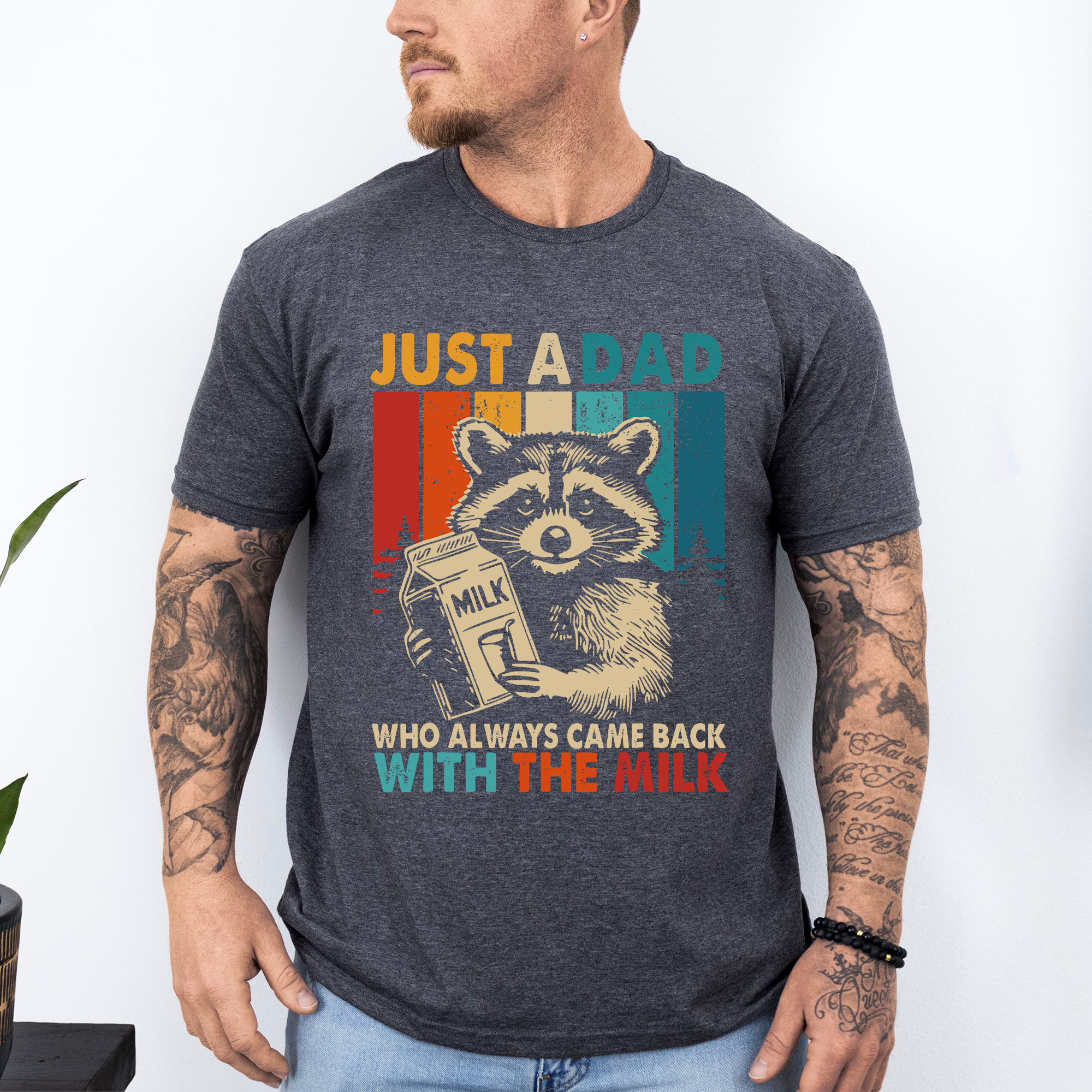 Just A Dad Who Always Came Back With The Milk Raccoon Limited Edition Graphic Tee