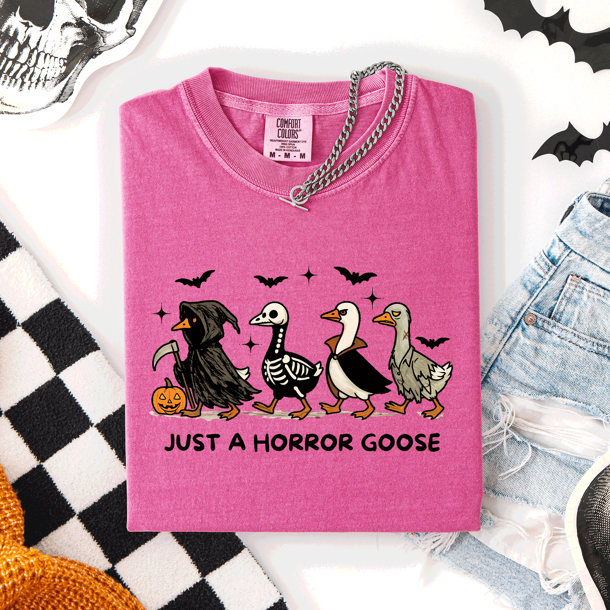 Just A Horror Goose Halloween Spooky Cute Edition Exclusive Limited Comfort Colors Tee