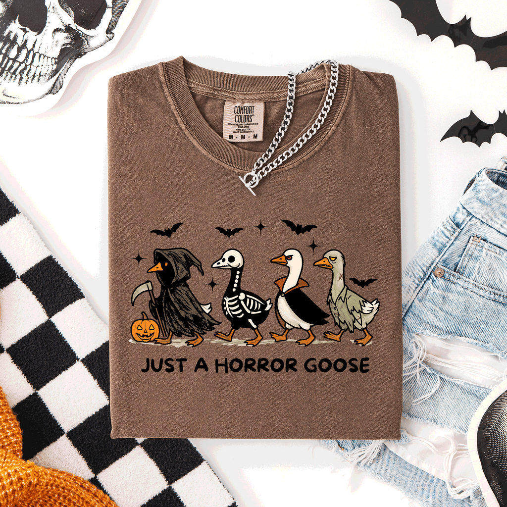 Just A Horror Goose Halloween Spooky Cute Edition Exclusive Limited Comfort Colors Tee