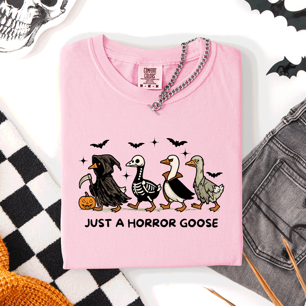 Just A Horror Goose Halloween Spooky Cute Edition Exclusive Limited Comfort Colors Tee