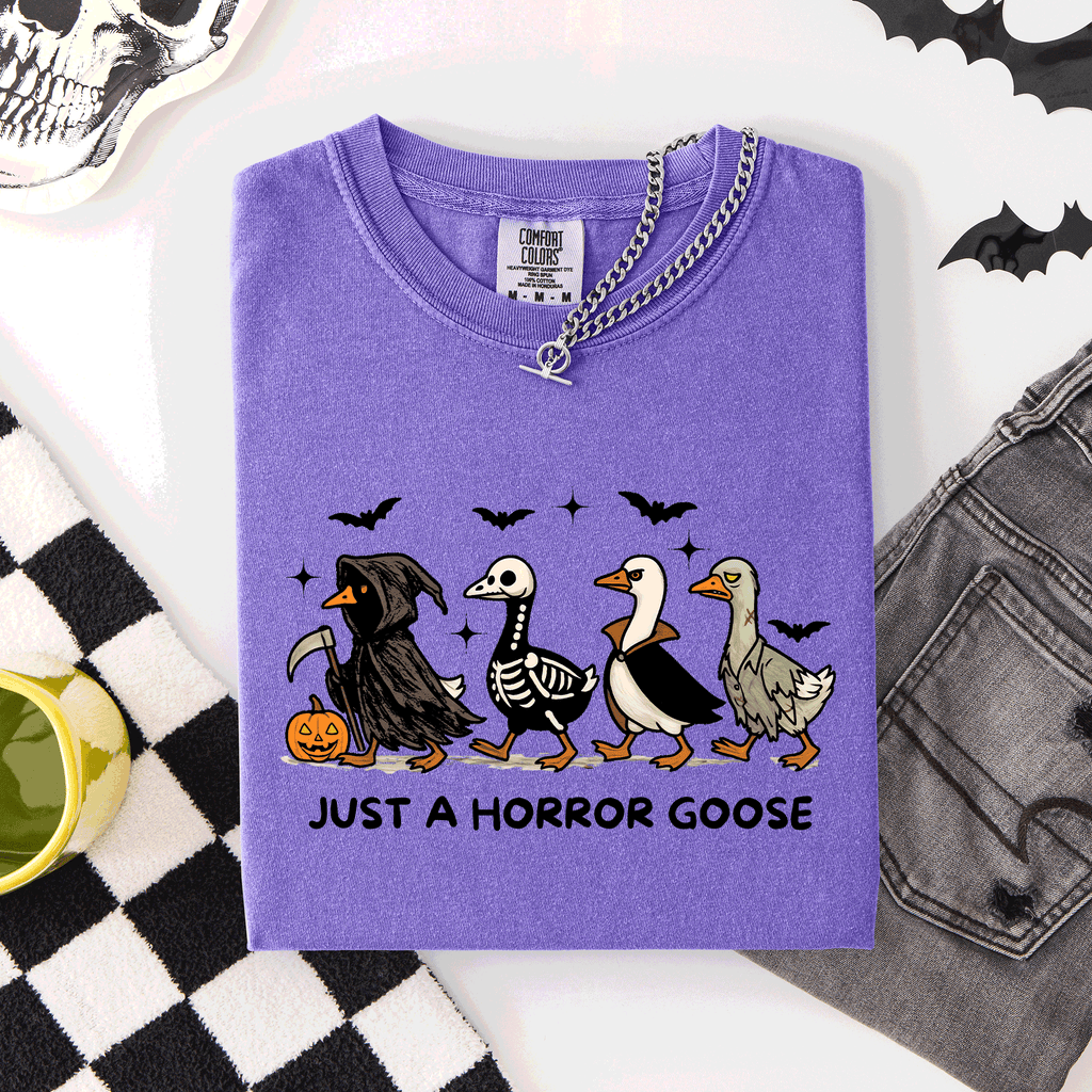 Just A Horror Goose Halloween Spooky Cute Edition Exclusive Limited Comfort Colors Tee