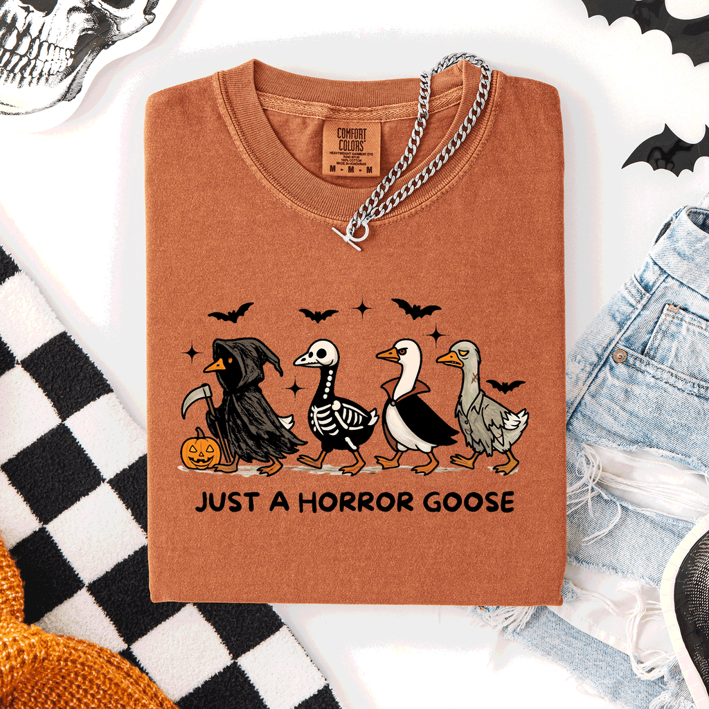 Just A Horror Goose Halloween Spooky Cute Edition Exclusive Limited Comfort Colors Tee
