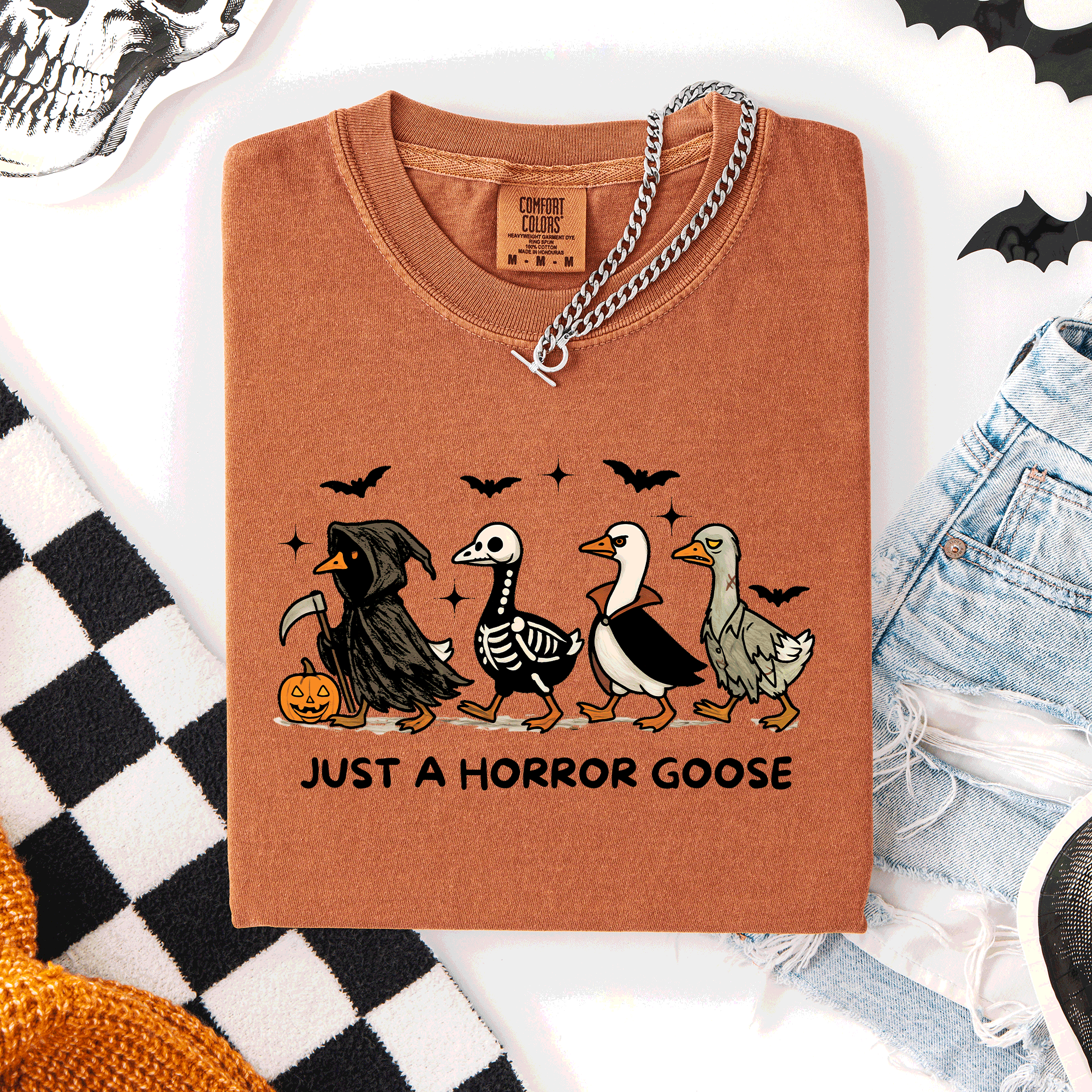 Just A Horror Goose Halloween Spooky Cute Edition Exclusive Limited Comfort Colors Tee