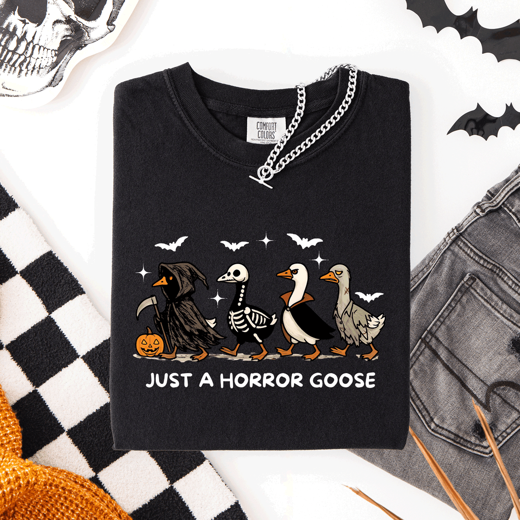 Just A Horror Goose Halloween Spooky Cute Edition Exclusive Limited Comfort Colors Tee