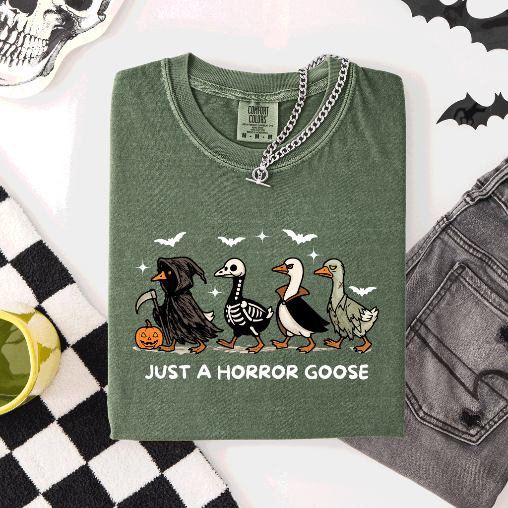 Just A Horror Goose Halloween Spooky Cute Edition Exclusive Limited Comfort Colors Tee