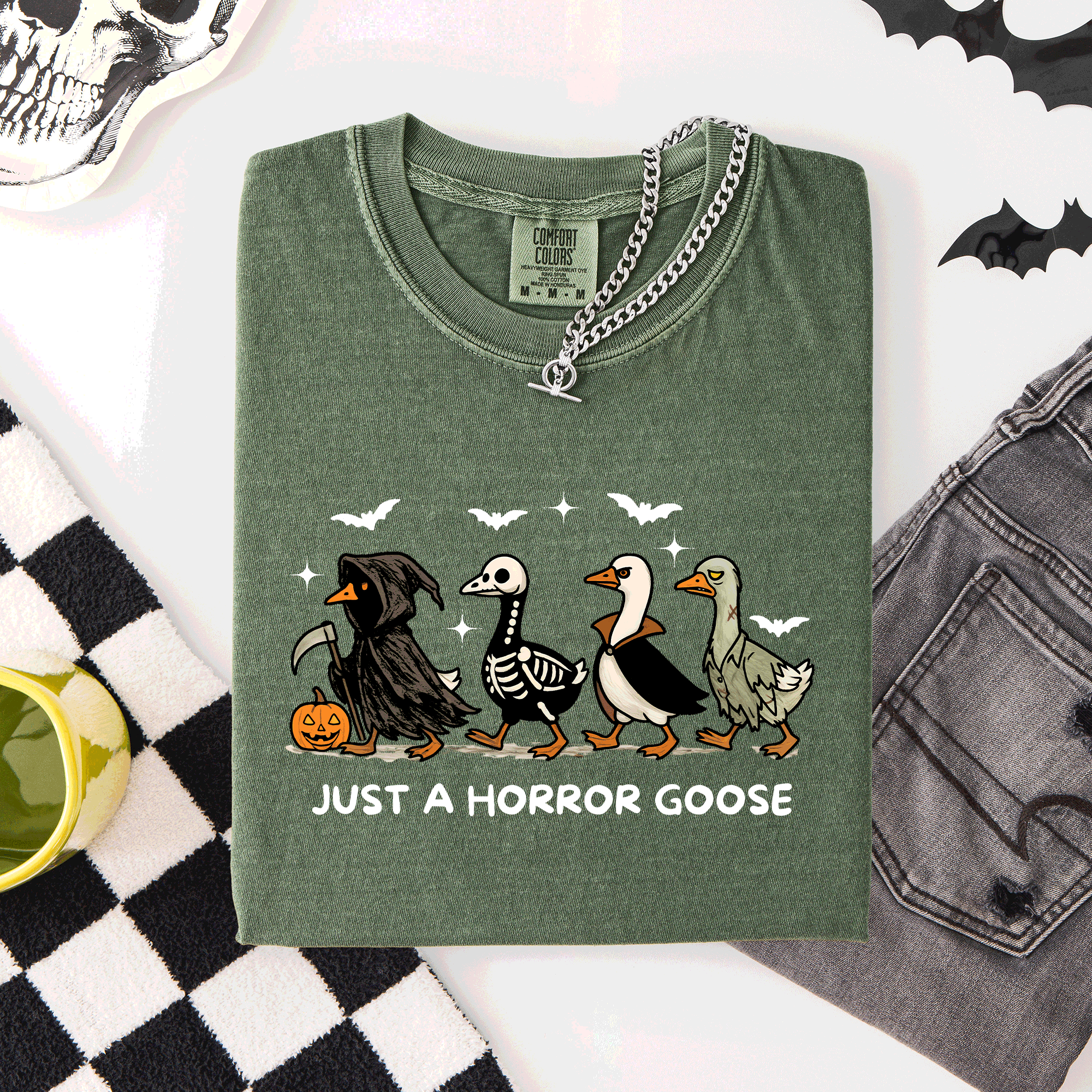 Just A Horror Goose Halloween Spooky Cute Edition Exclusive Limited Comfort Colors Tee