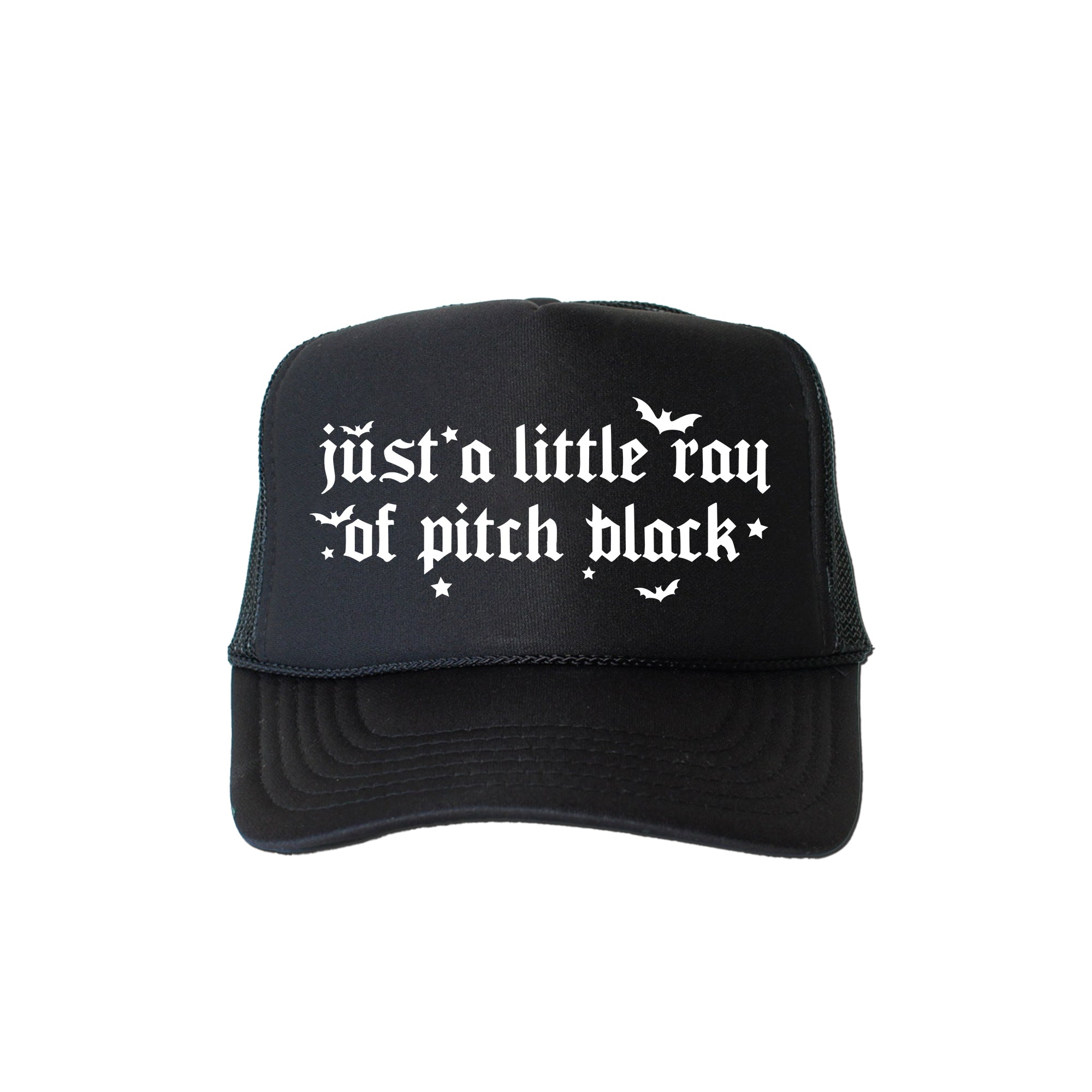 Just A Little Ray Of Pitch Black Sassy Halloween Funny Graphic Design Trucker Hat