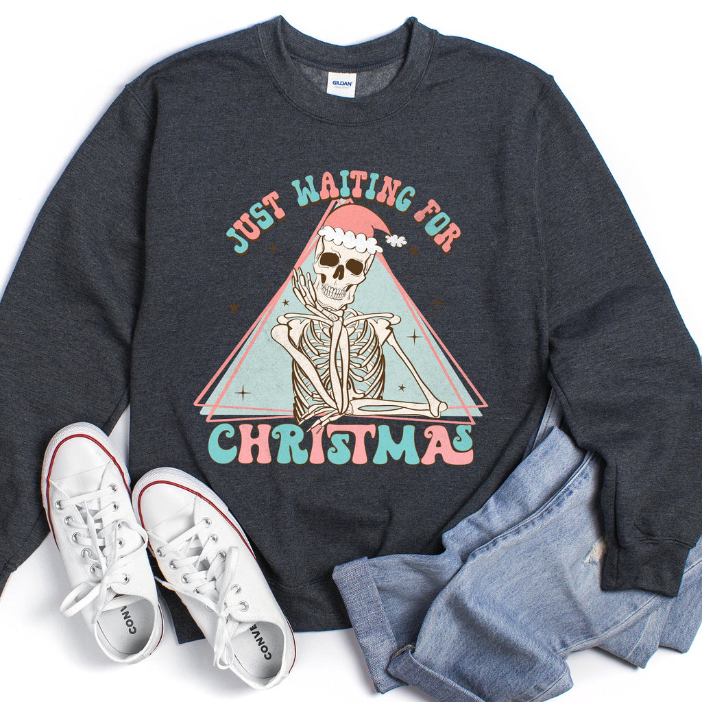Just Waiting For Christmas, Skeleton Illustration Graphic Limited Edition Sweatshirt
