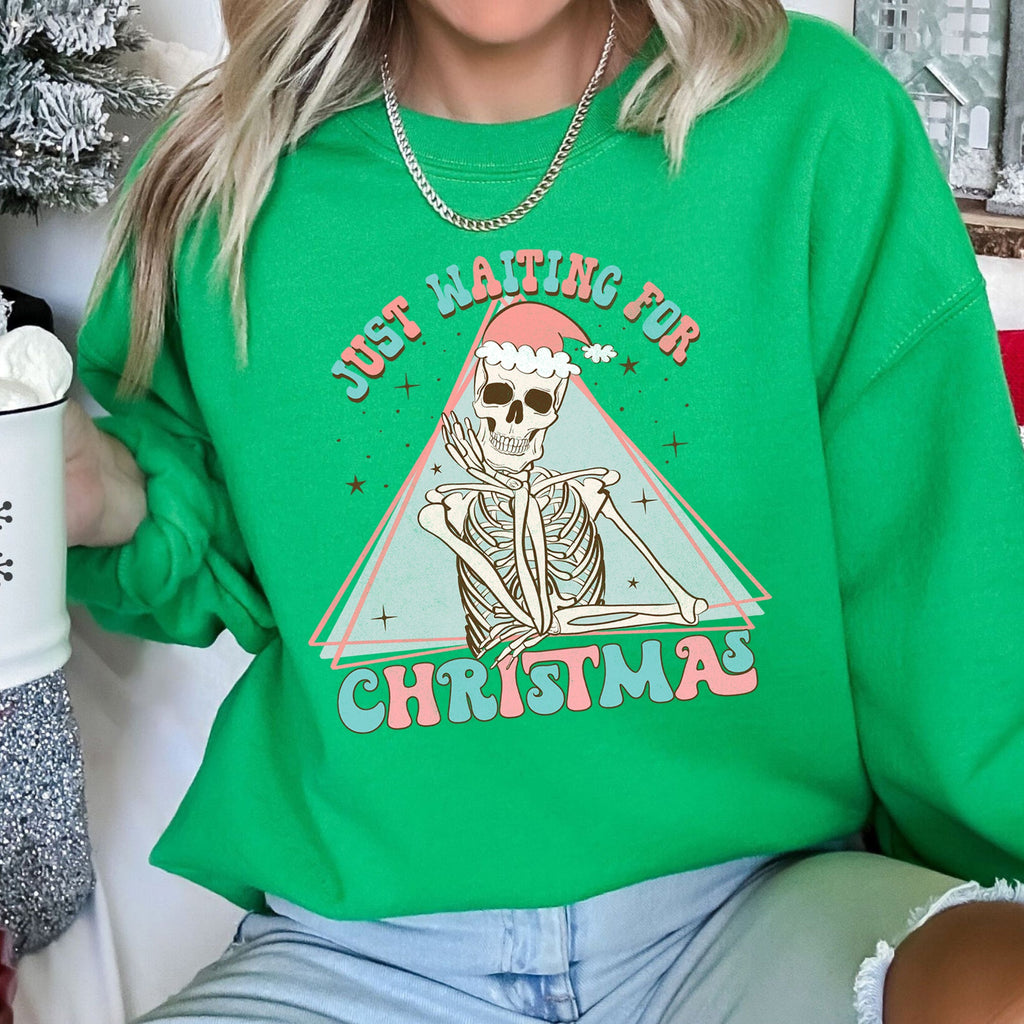 Just Waiting For Christmas, Skeleton Illustration Graphic Limited Edition Sweatshirt