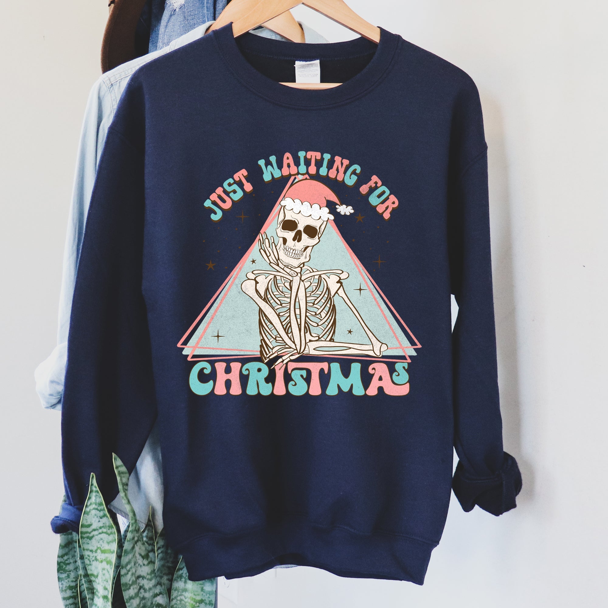 Just Waiting For Christmas, Skeleton Illustration Graphic Limited Edition Sweatshirt