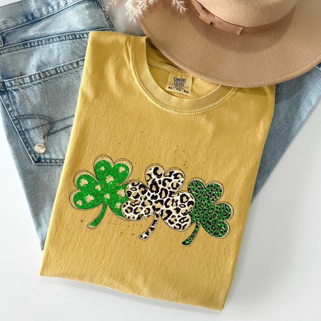 Leopard Print Shamrocks St Patrick's Day Limited Edition Collection Comfort Colors Tee