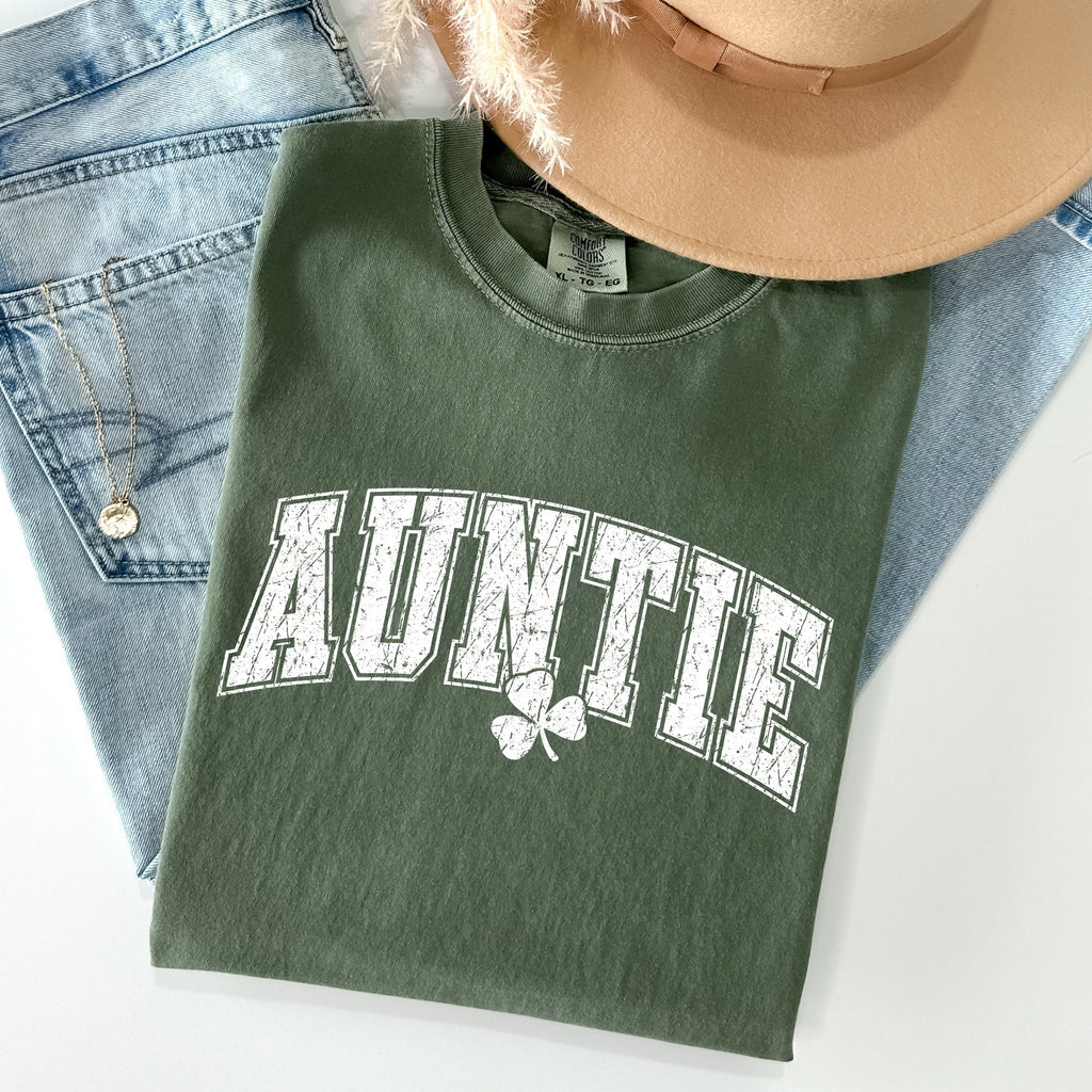 Auntie St Patrick's Day Shamrock Cozy Wear For Family Festivities And Irish Pride Comfort Colors Tee