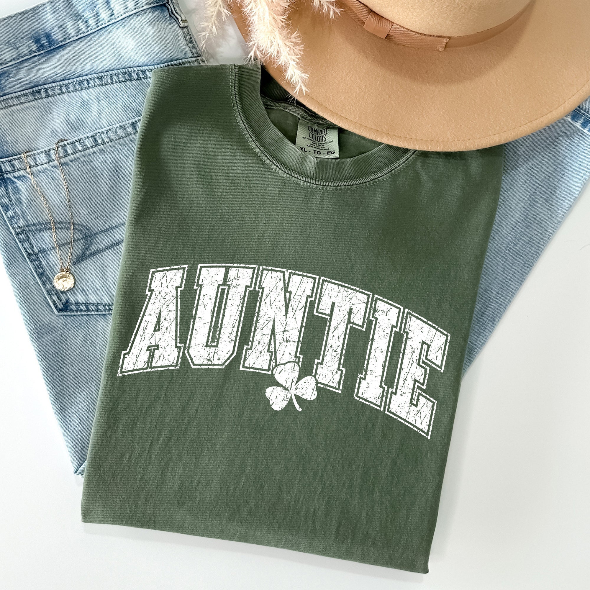 Auntie St Patrick's Day Shamrock Cozy Wear For Family Festivities And Irish Pride Comfort Colors Tee