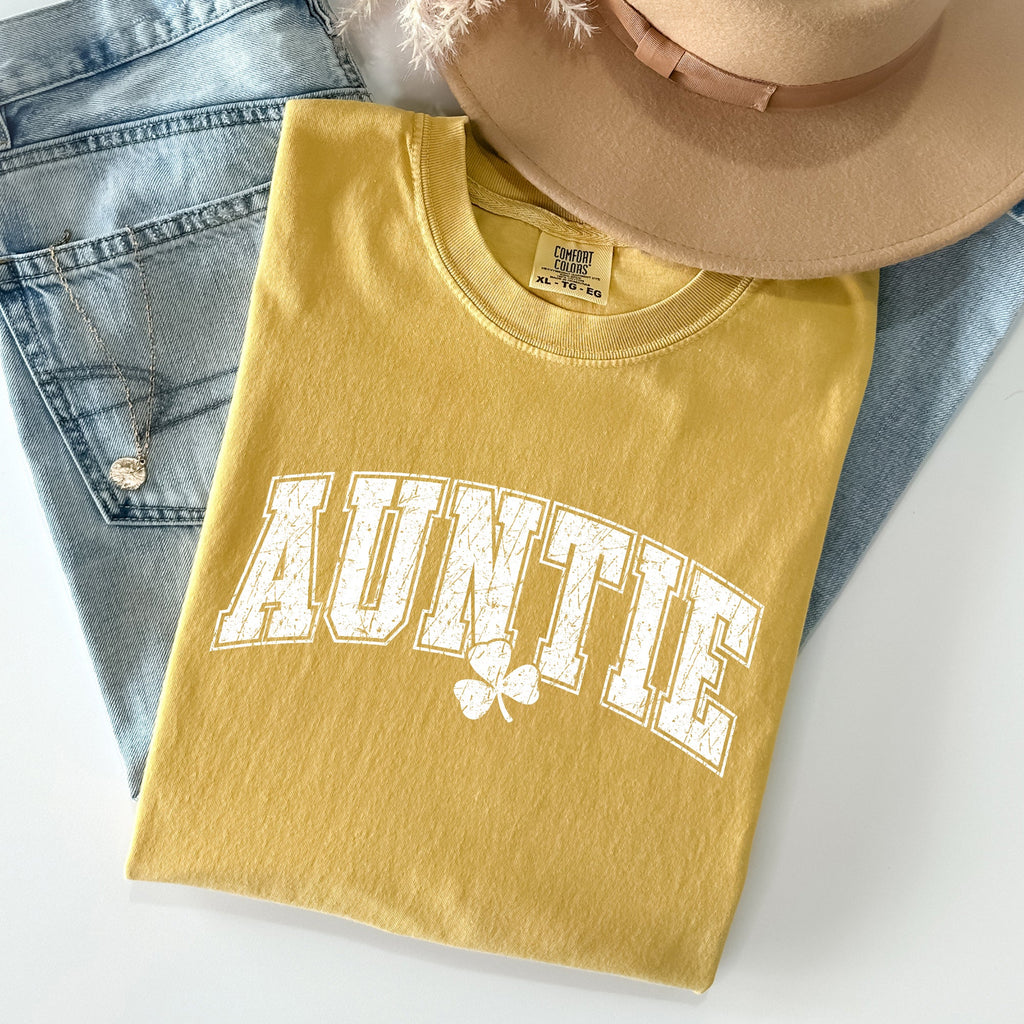 Auntie St Patrick's Day Shamrock Cozy Wear For Family Festivities And Irish Pride Comfort Colors Tee