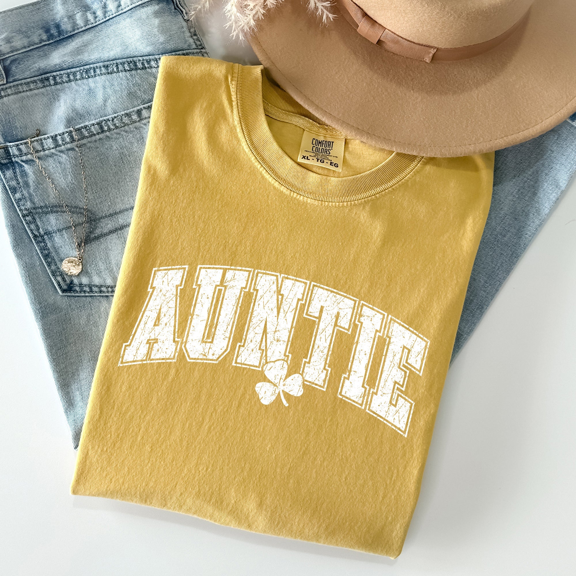 Auntie St Patrick's Day Shamrock Cozy Wear For Family Festivities And Irish Pride Comfort Colors Tee