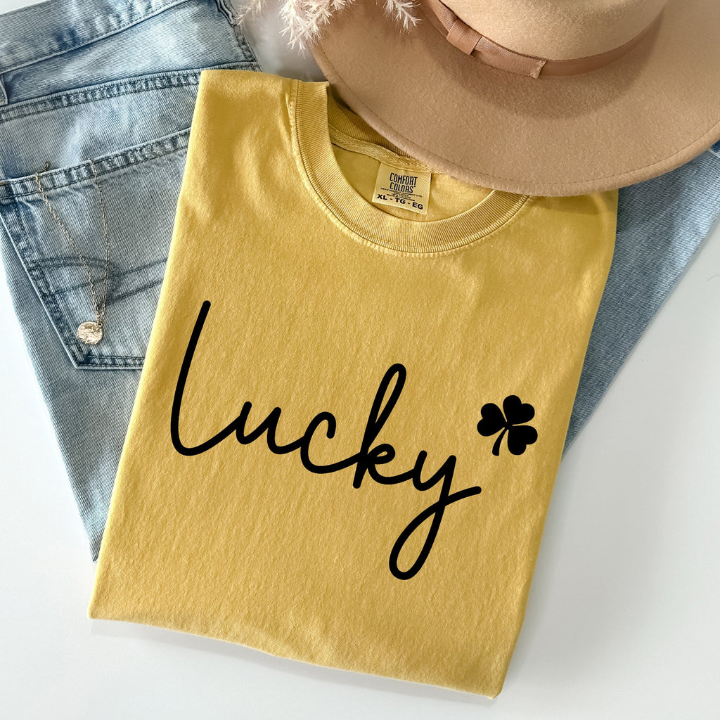 Lucky, Shamrock, St Patrick's Day Comfort Colors Tee