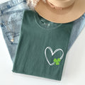Double Heart With Shamrock Pocket Print St Patrick's Day Edition Comfort Colors Tee