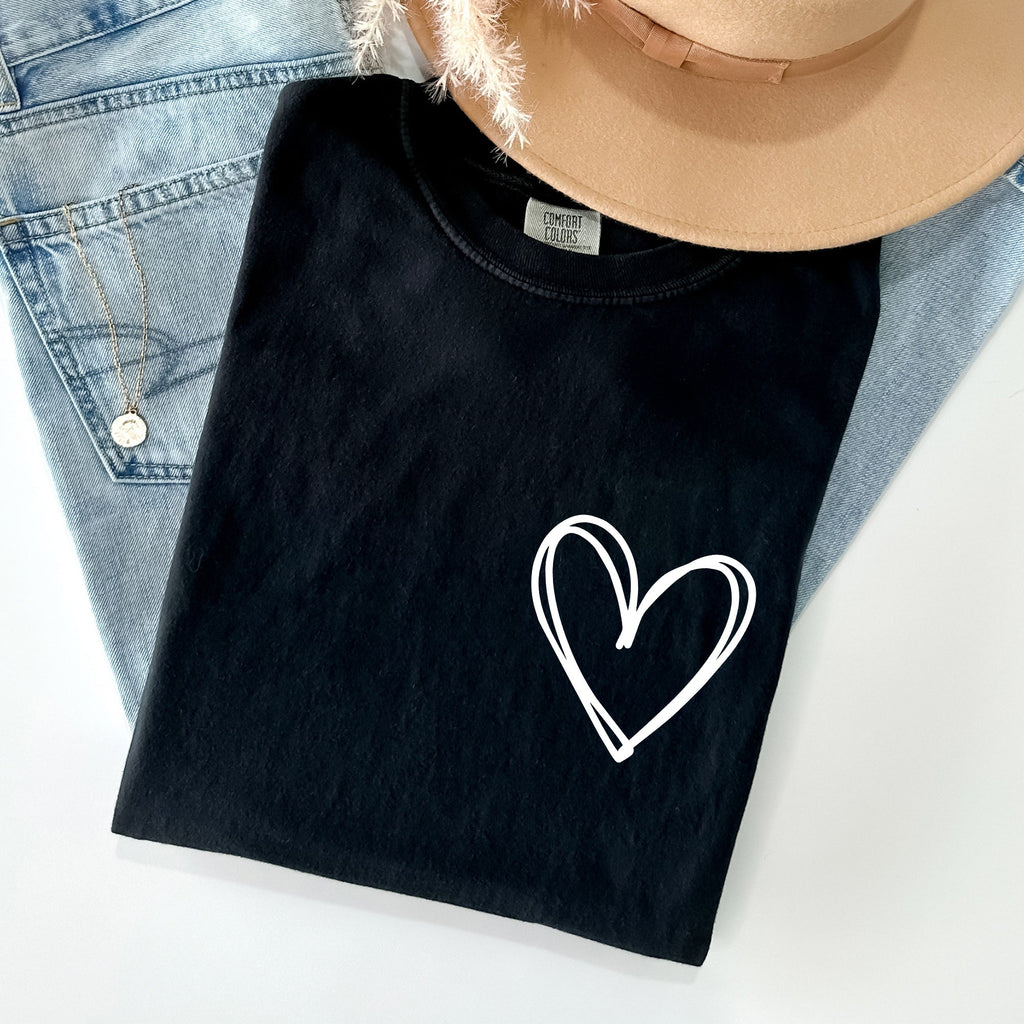 Double Heart, Pocket Print, St Patrick's Day Edition With Celtic Charm Comfort Colors Tee